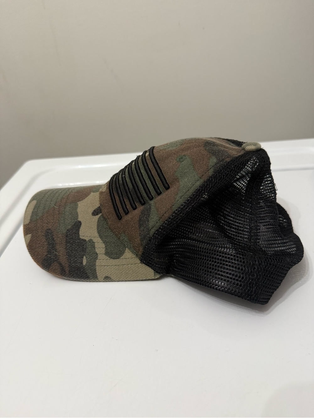 🥳 5 for $25 BUNDLE Men’s Camo Trucker Hat with Black Patch - Casual Military - Picture 2 of 5